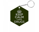 Keep Calm I Have Drugs Hexagon Keychain